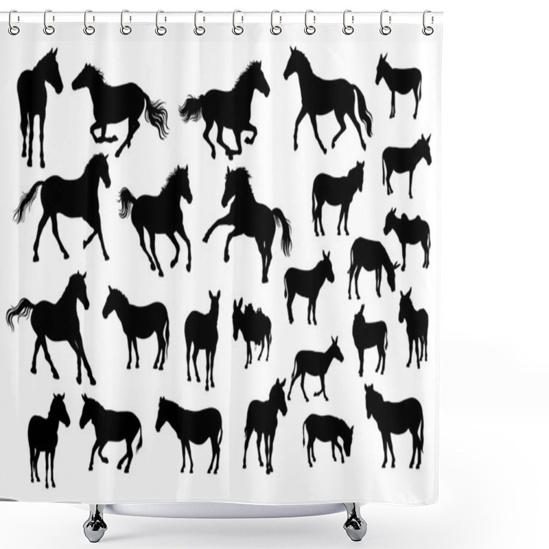 Personality  Horse, Donkey And Zebra Silhouettes Shower Curtains