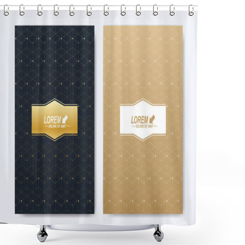 Personality  Modern Vector Template For Brochure, Leaflet, Flyer, Cover, Booklet, Magazine Or Annual Report. A4 Size. Abstract Golden Presentation Book Layout. Geometric Pattern With Connected Lines And Dots. Shower Curtains