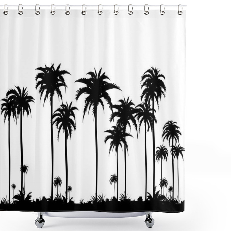 Personality  Silhouettes Of Coconut Trees Isolated On White Background. Vector Illustration Shower Curtains