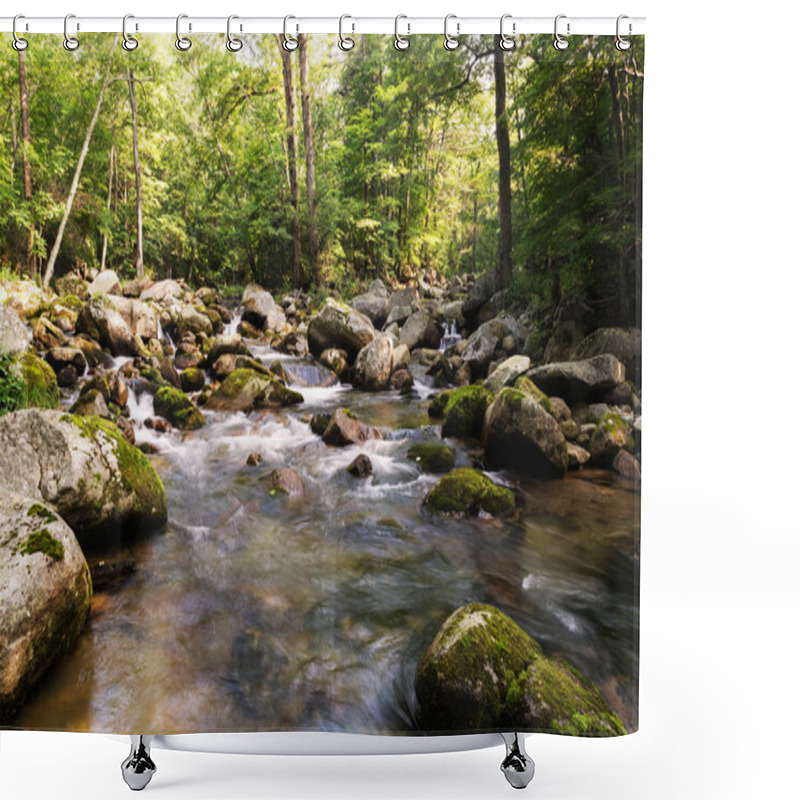 Personality  Mountain River With Rapid Current  Shower Curtains