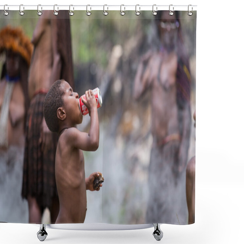 Personality  Dani Tribe Girl  Holding Coca Cola Shower Curtains