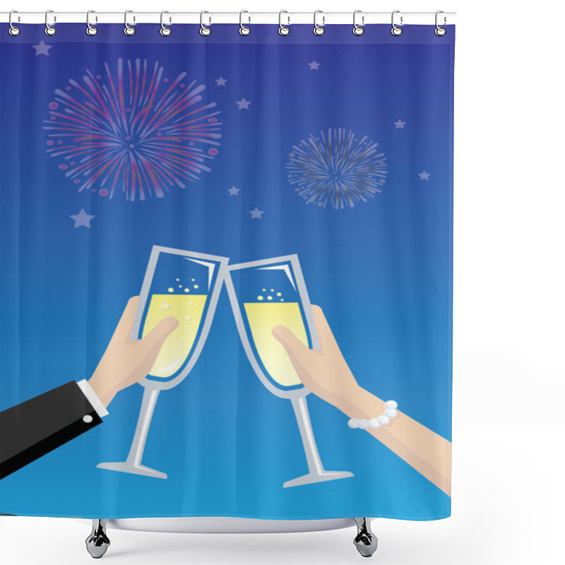 Personality  Champagne Toasting Vector Illustration Shower Curtains