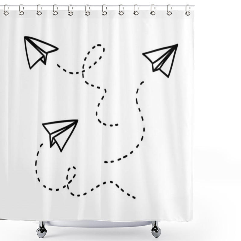 Personality  Simple Paper Planes Set With Trace Doodle Style - Isolated Vector Illustration Shower Curtains