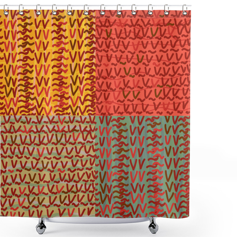 Personality  Abstract Circles Retro Seamless Pattern Shower Curtains