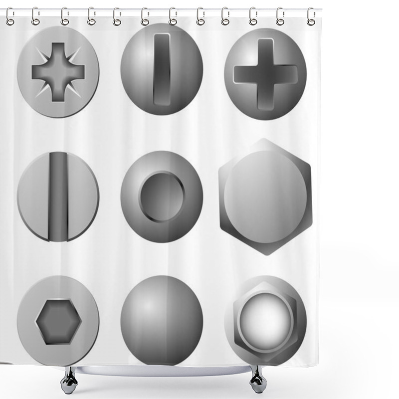 Personality  Screws, Bolts And Rivets Shower Curtains