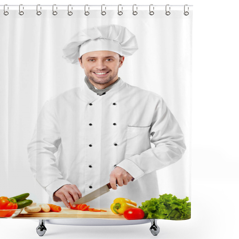 Personality  The Young Cook Cut Vegetables Shower Curtains