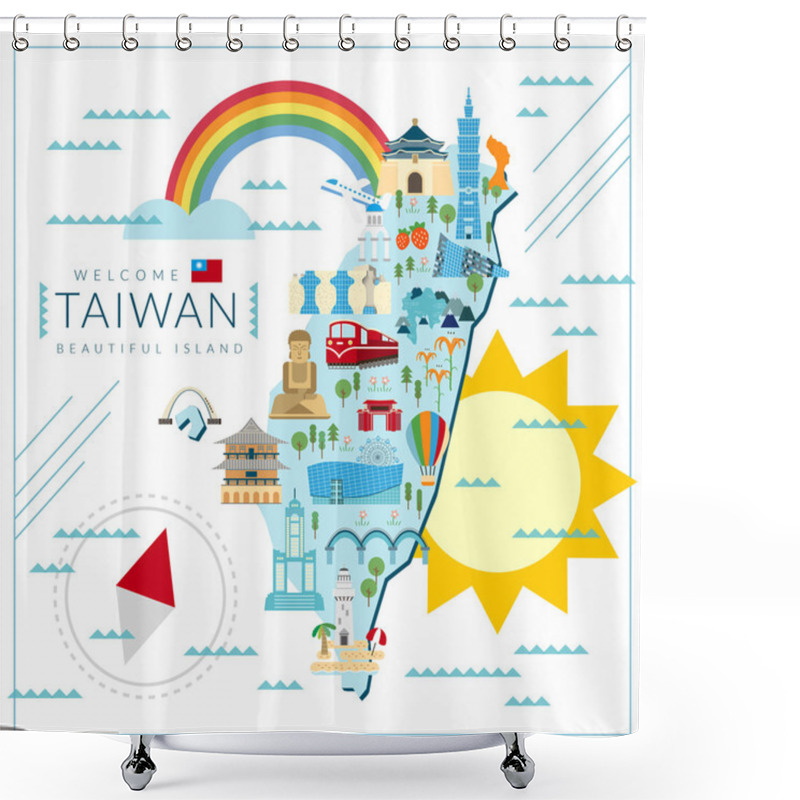 Personality  Lovely Taiwan Travel Map Shower Curtains