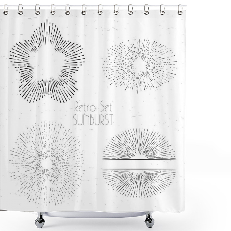 Personality  Bursting Rays Design Elements In Various Shapes. Shower Curtains