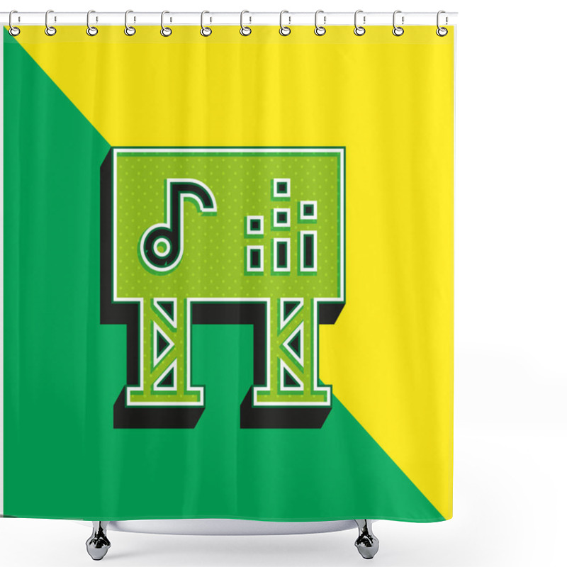 Personality  Big Screen Green And Yellow Modern 3d Vector Icon Logo Shower Curtains