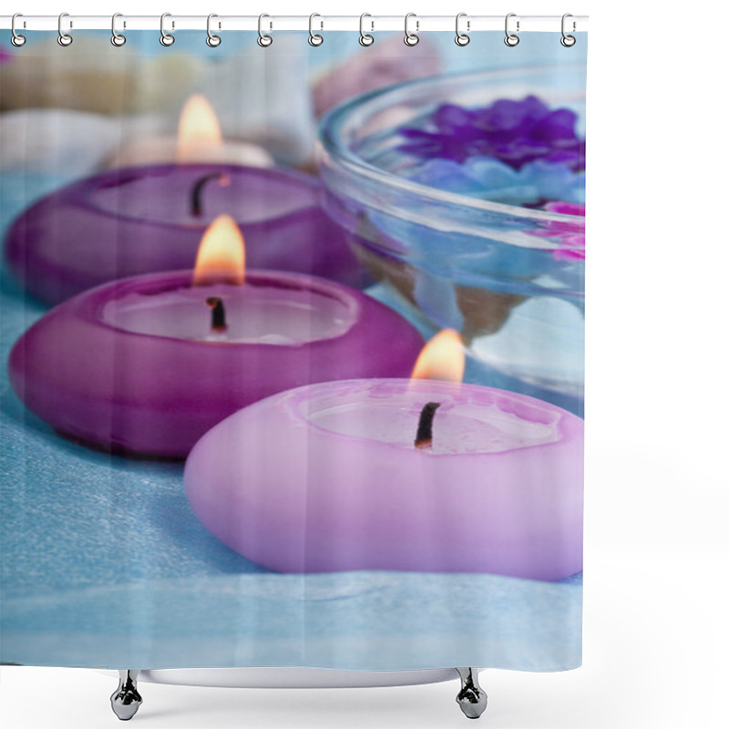 Personality  Purple Toned Candles And Flowers (1) Shower Curtains