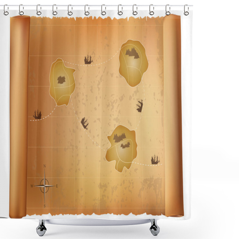 Personality  Old Treasure Map Shower Curtains