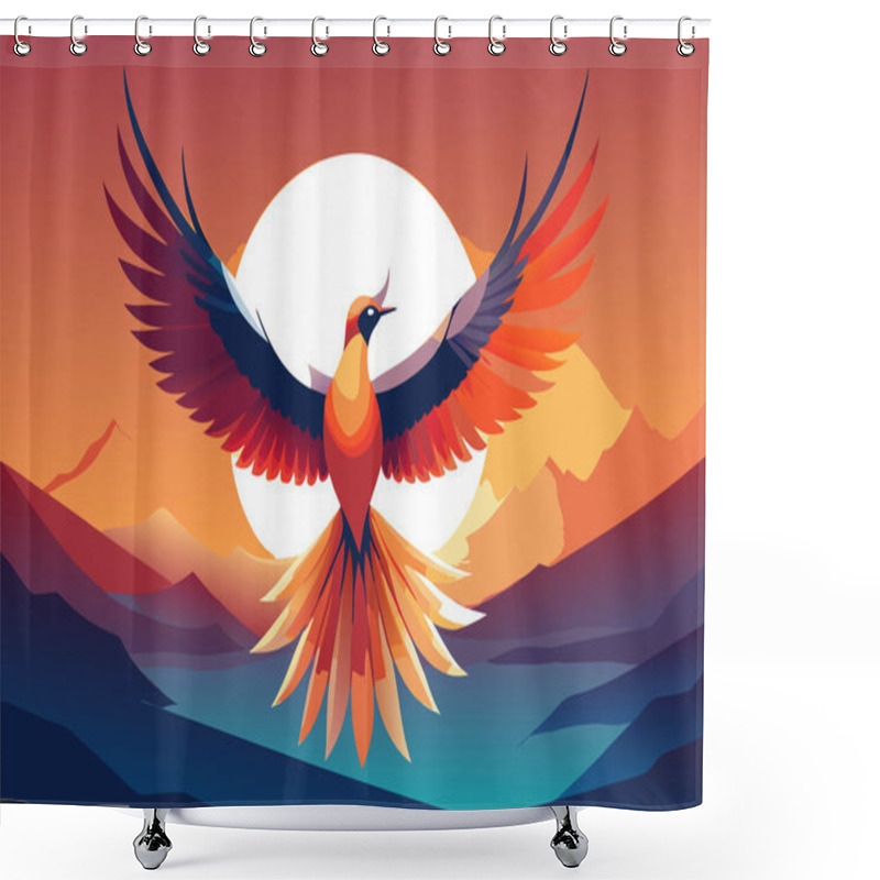 Personality  Stylized Flying Bird Illustration Highlighting Freedom And Grace Shower Curtains