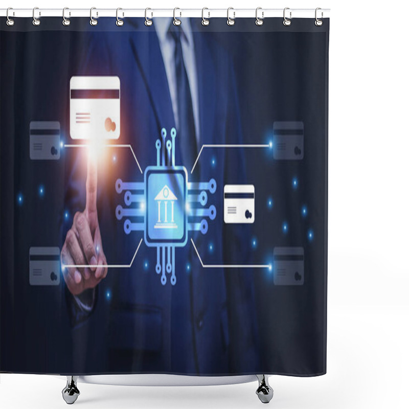 Personality  AI Banking Concept. AI Banking Concept. Shower Curtains