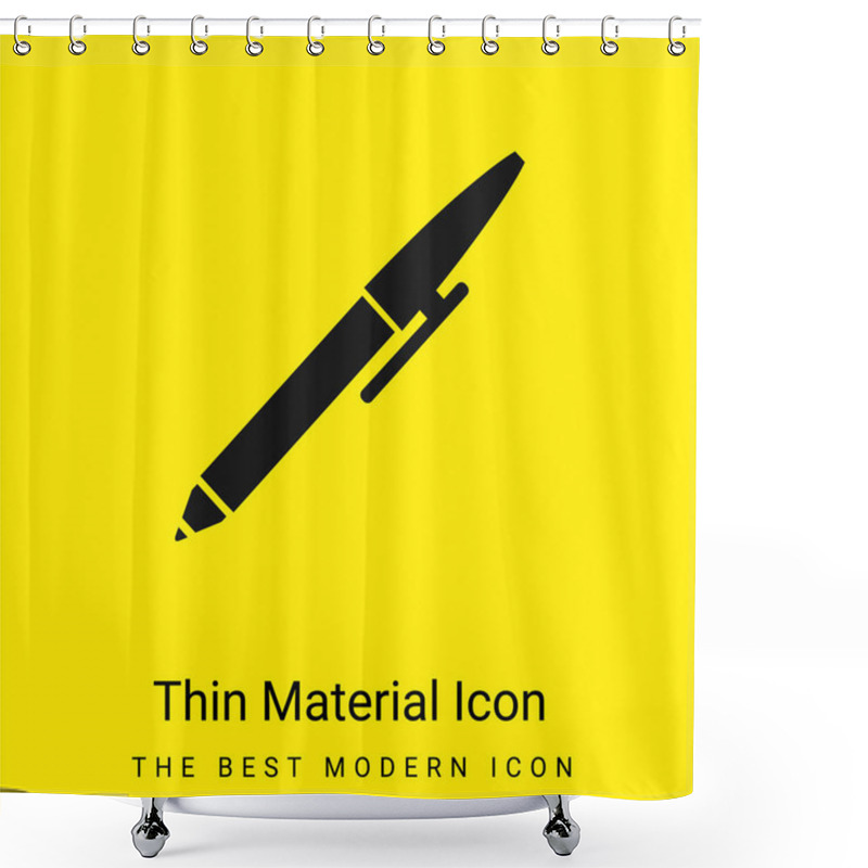 Personality  Ballpoint Pen Minimal Bright Yellow Material Icon Shower Curtains