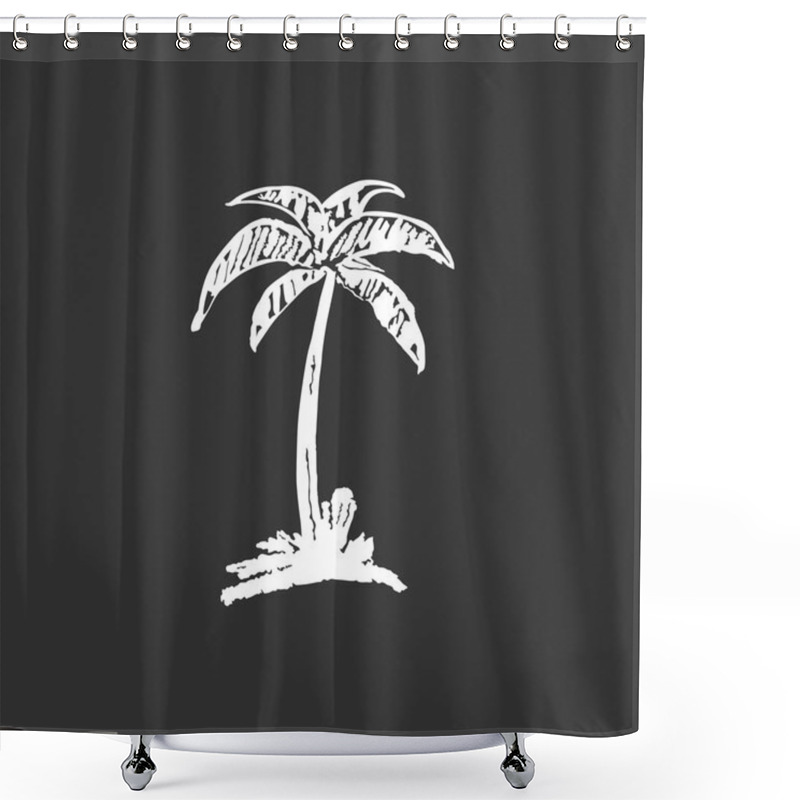 Personality  Hand Drawn Coconut Tree On A Blackboard Shower Curtains