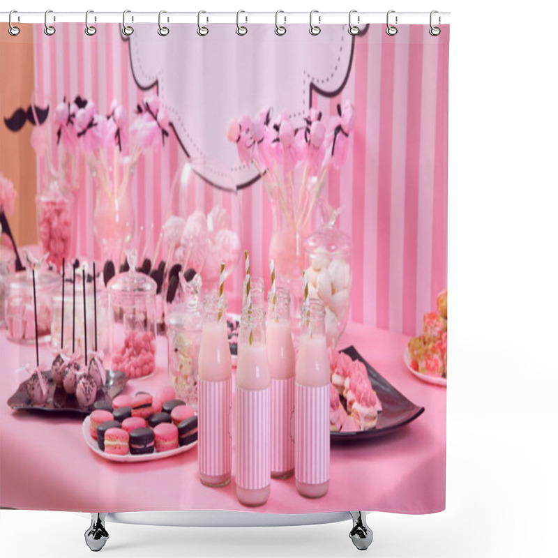 Personality  Table With Tasty Sweets Shower Curtains