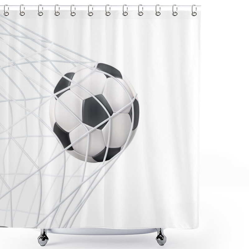 Personality  Soccer Ball In The Net Pictogram Shower Curtains