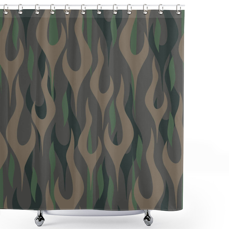 Personality  Camouflage Flames Seamless Repeating Pattern Vector Illustration Shower Curtains