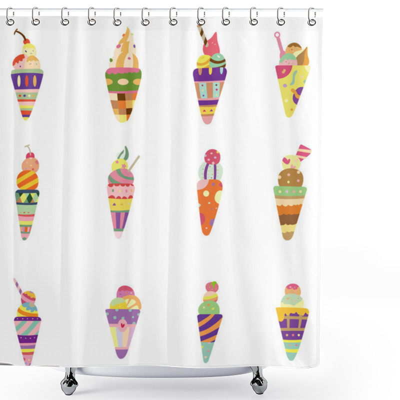 Personality  Cartoon Ice Cream Icon Shower Curtains