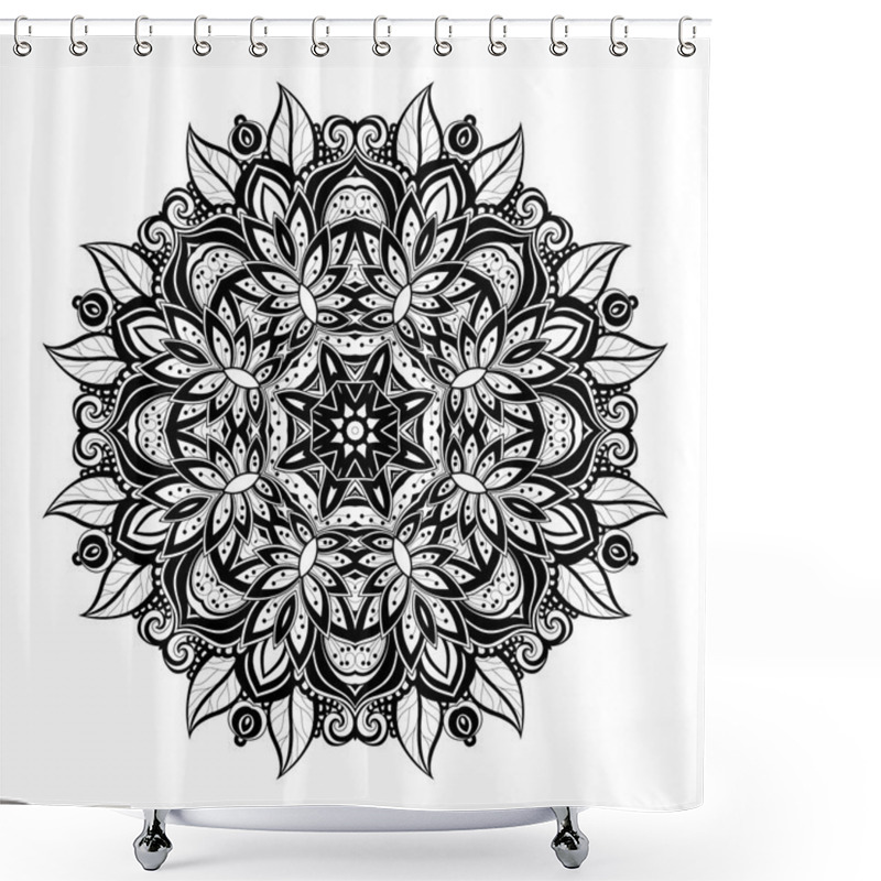 Personality  Beautiful Ornament Black Mandala Shower Curtains