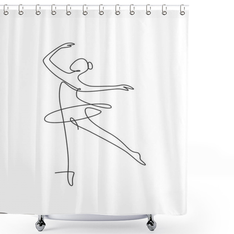 Personality  One Single Line Drawing Sexy Woman Ballerina Vector Illustration. Minimalist Pretty Ballet Dancer Show Dance Motion Concept. Wall Decor Poster Fashion Print. Modern Continuous Line Draw Graphic Design Shower Curtains