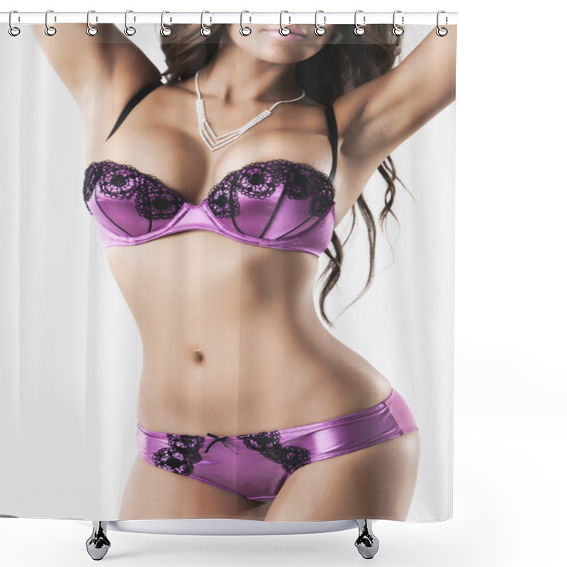 Personality  Gorgeous Sexy Body In Purple Lingerie Shower Curtains