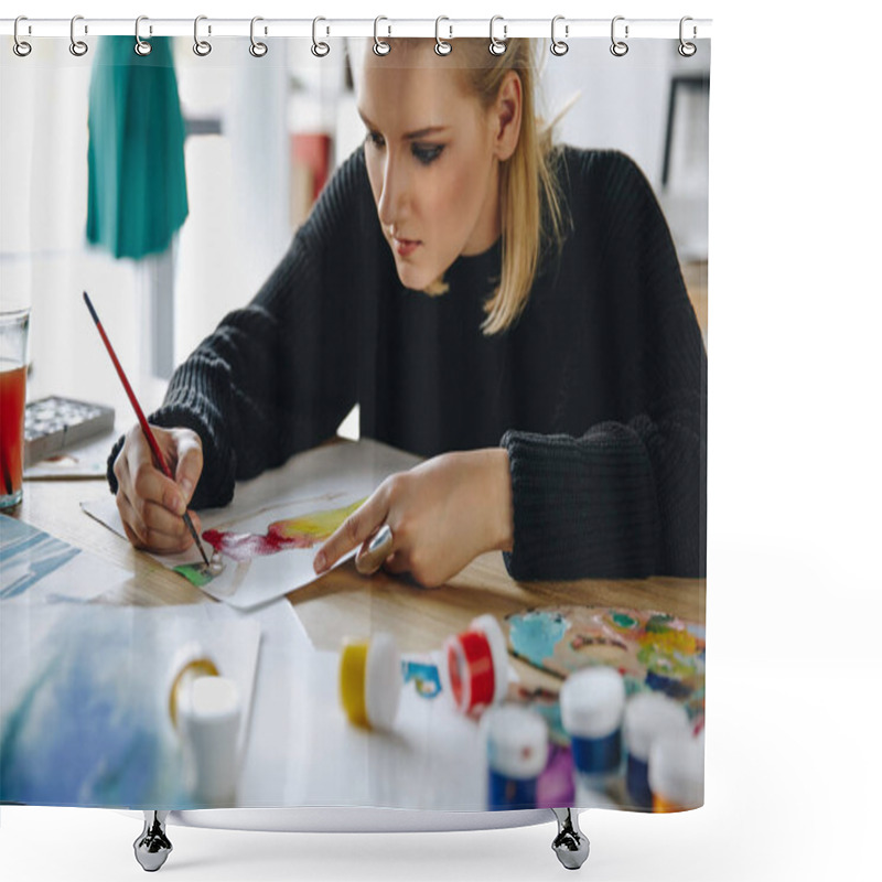 Personality  Fashion Designer Drawing Sketch Shower Curtains