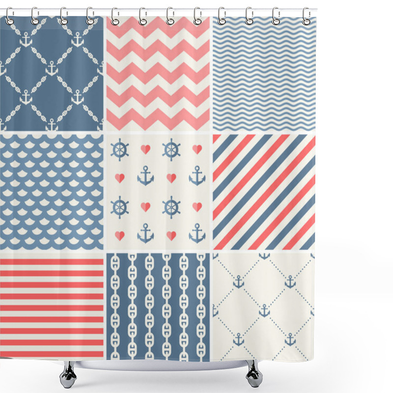 Personality  Navy Vector Seamless Patterns Collection Shower Curtains