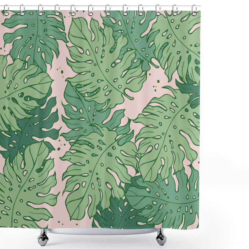 Personality  Tropical Palm Leaves. Jungle Design Background Or Poster Template. Vector Illustration Engraved Jungle Leaves. Colorful Pattern. Shower Curtains