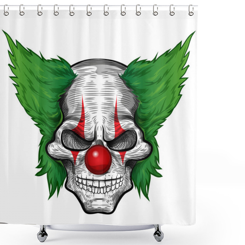 Personality  Clown Skull Isolated On White Backgroun Shower Curtains