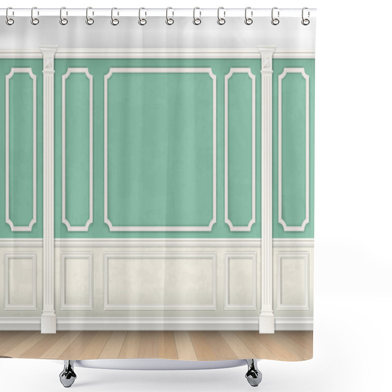 Personality  Green Wall With Pilasters Shower Curtains