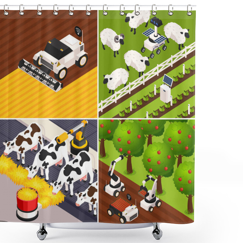 Personality  Smart Farm Concept Icons Set Shower Curtains