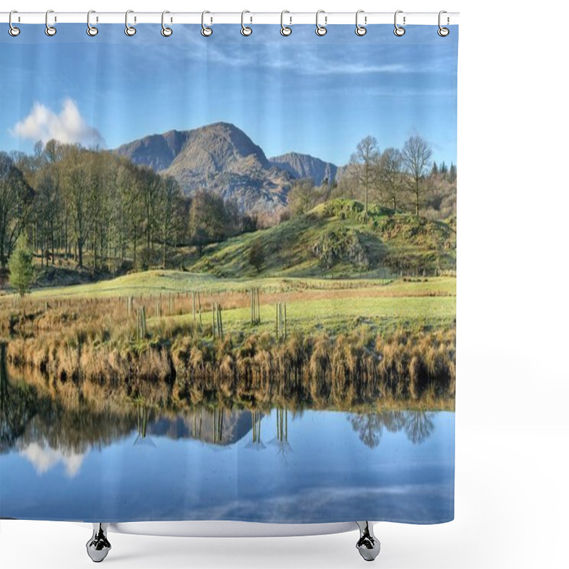 Personality  A View Of Wetherlam Reflected In Elterwater. Shower Curtains