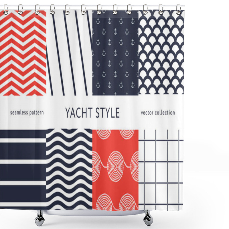 Personality  Nautical Seamless Patterns. Yacht Style Design  Shower Curtains