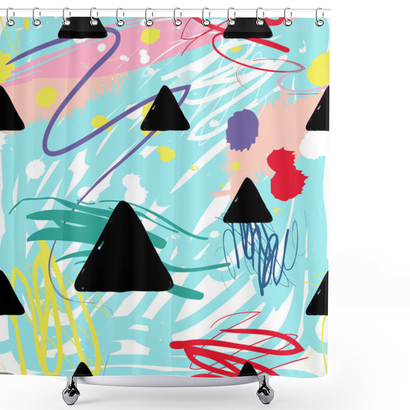 Personality  Hand Drawn Triangles Pattern Shower Curtains