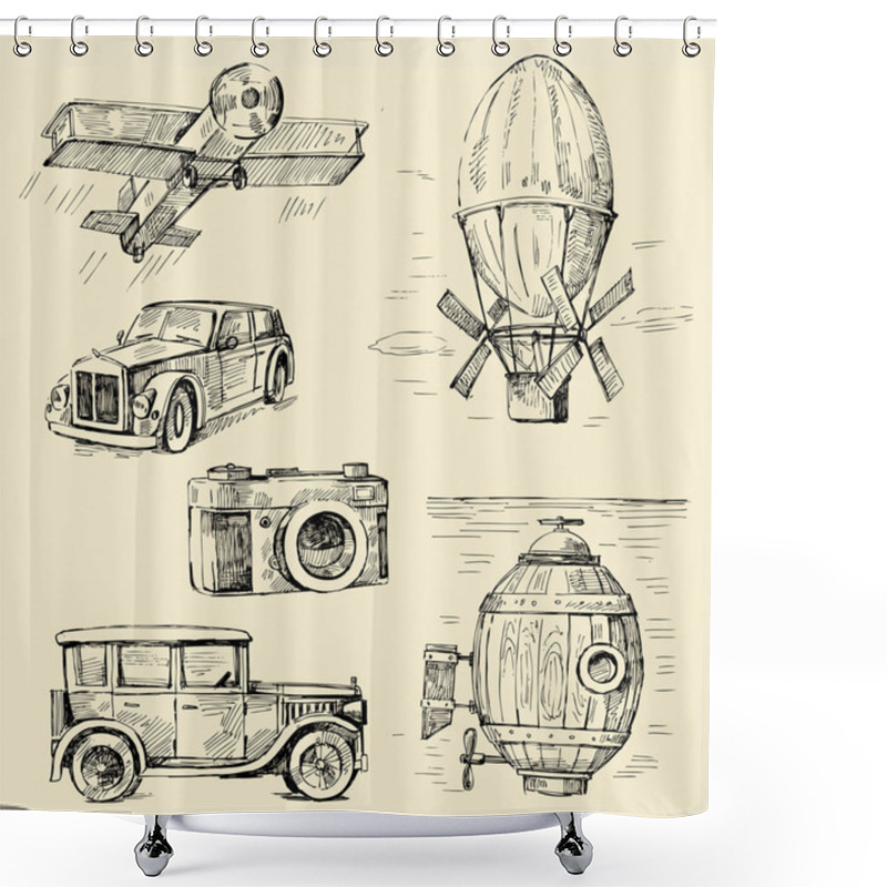 Personality  Hand Drawn - Old Times Shower Curtains