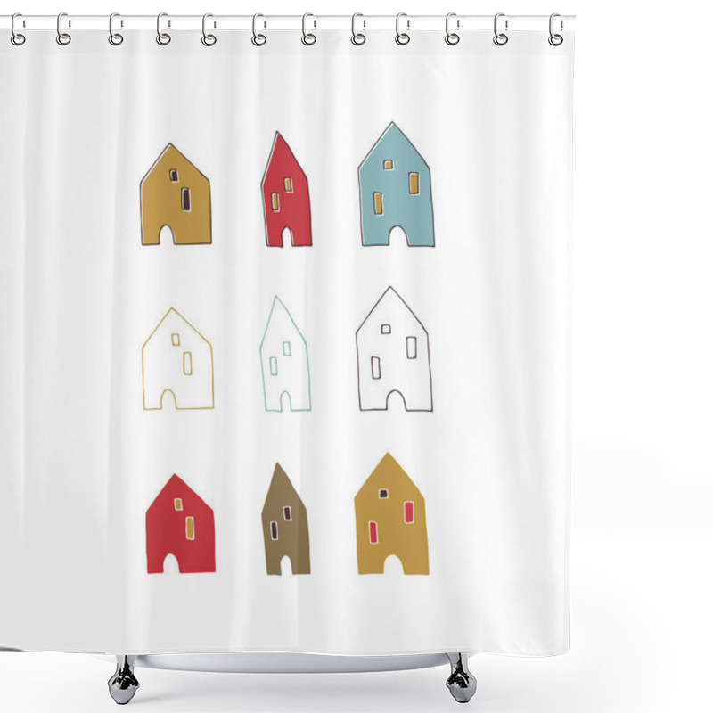 Personality  Vector Hand Drawn Houses Shower Curtains