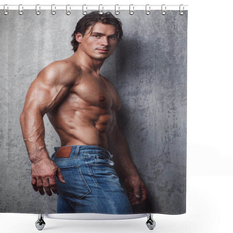 Personality   Muscular Man In Jeans Shower Curtains