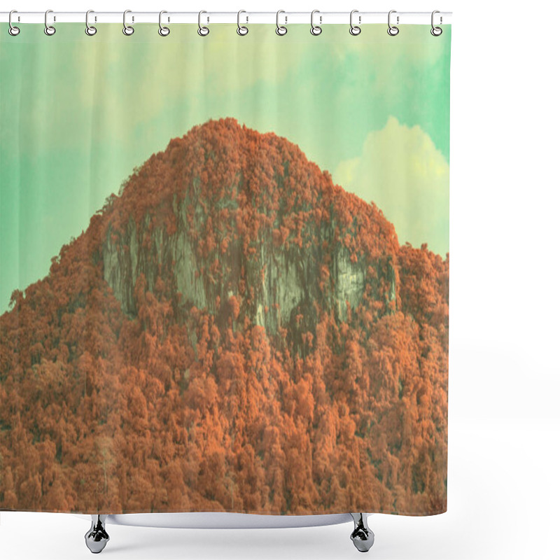 Personality  Infrared Photography, A Mountainside Covered In Lush Vegetation Shower Curtains