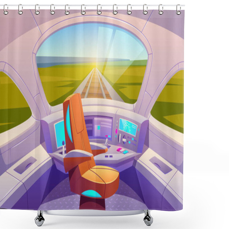 Personality  Train Cockpit With Control Panel And Armchair Shower Curtains