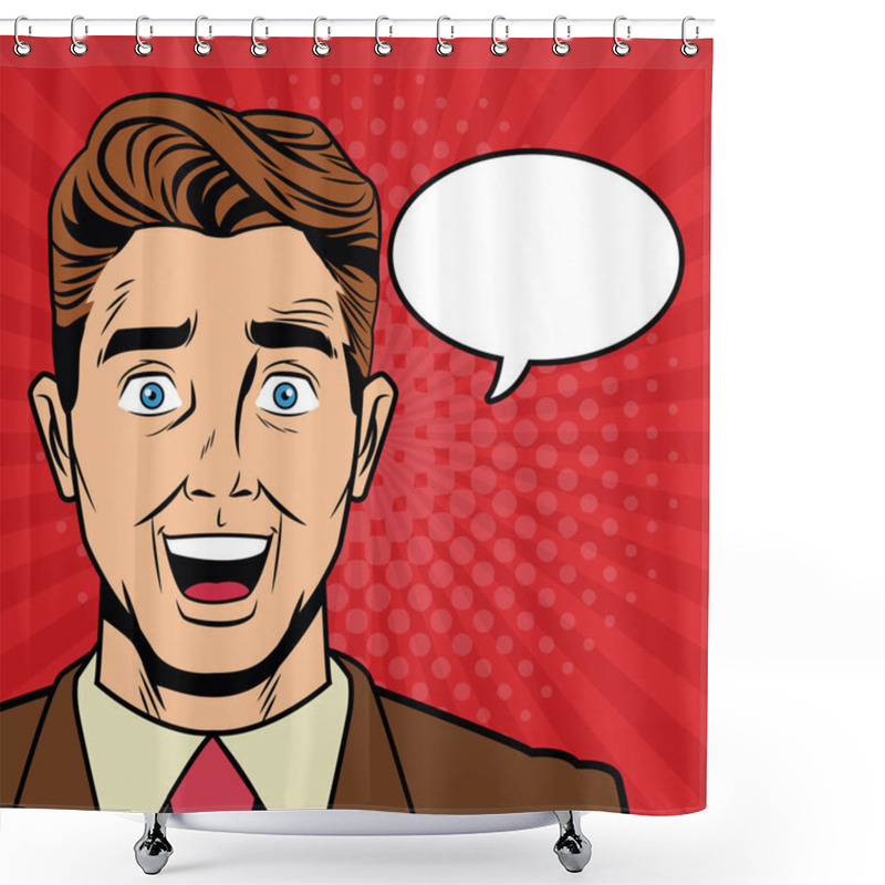 Personality  Businessman With Bubble Pop Art Cartoon Shower Curtains