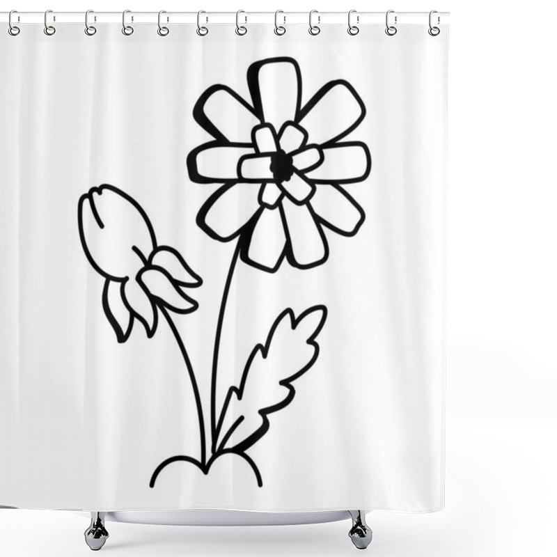 Personality  Dandelion Flower Icon In Drawing Style  Shower Curtains