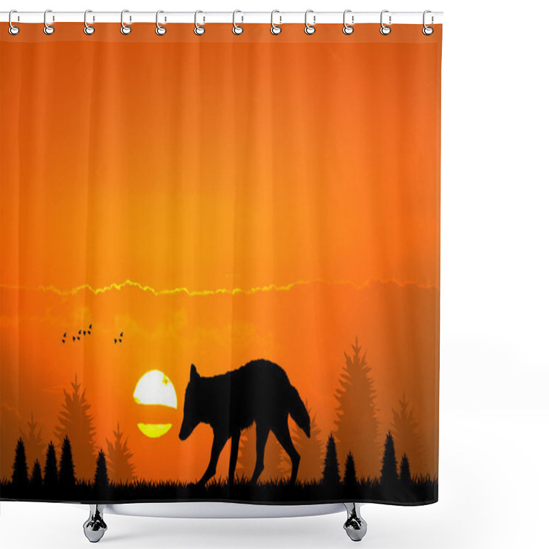 Personality  Red Fox In The Forest At Sunset Shower Curtains