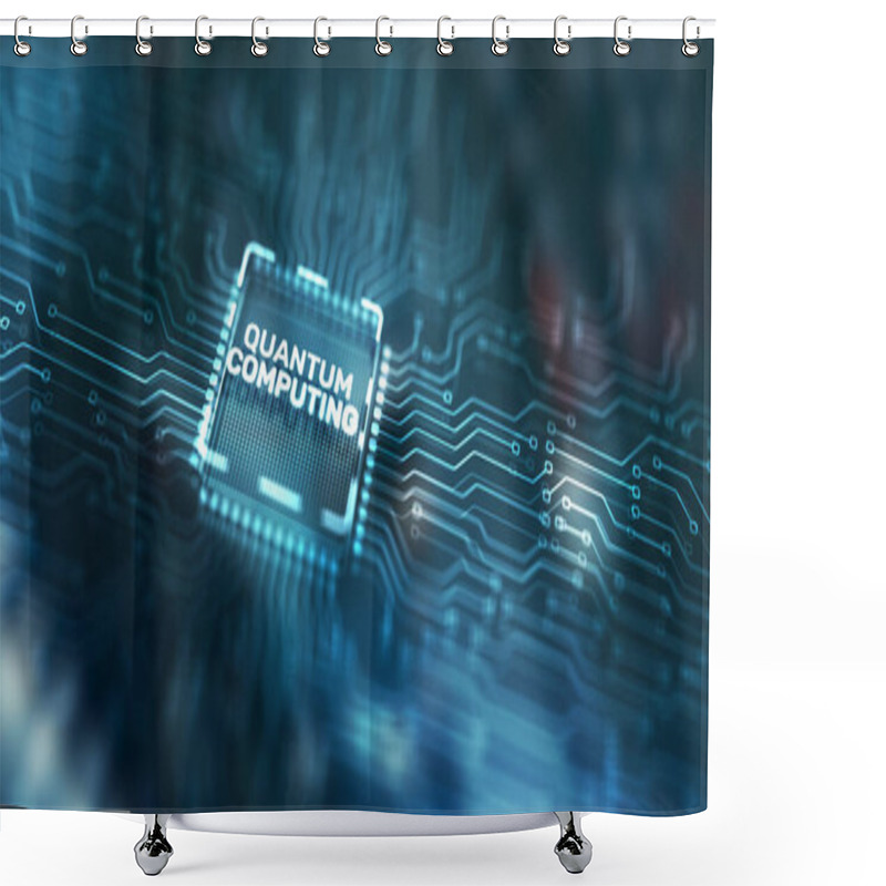 Personality  Quantum Computing Concept. The Inscription On The Processor Icons. Shower Curtains