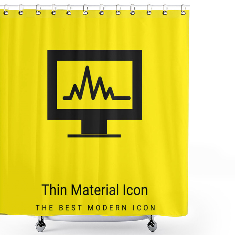 Personality  Analytics Chart On A Monitor Screen Minimal Bright Yellow Material Icon Shower Curtains