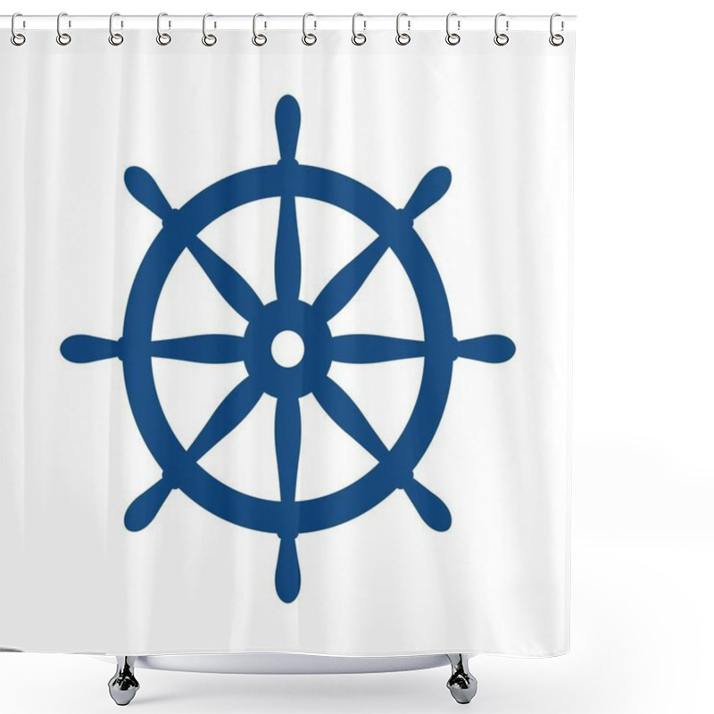 Personality  Nautical Helm. Ship And Boat Steering Wheel Sign. Boat Wheel Control Icon. Rudder Label. Shower Curtains