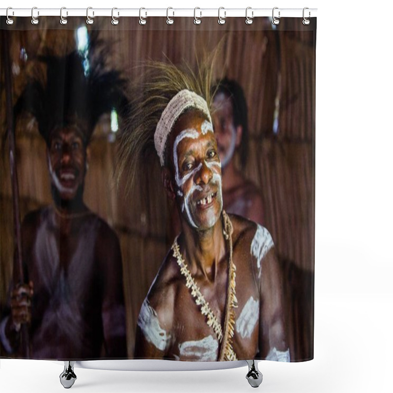 Personality  Man From The Tribe Of Asmat People Shower Curtains