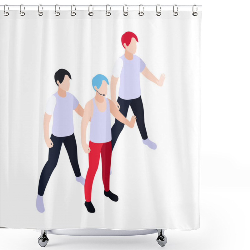 Personality  Isometric Dancing Group Icon Shower Curtains