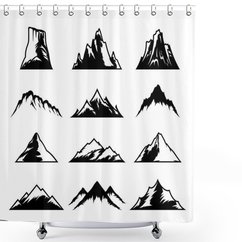 Personality  Vector Mountains Icons Isolated On White Shower Curtains