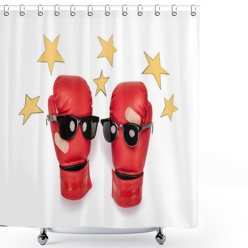 Personality  Boxing Gloves With Sunglasses  Shower Curtains